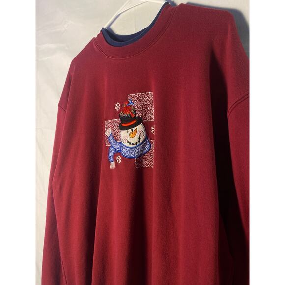 M&C Sportswear Red Grandma Embroidered Snowman Crewneck Sweater Women's XL - Picture 2 of 3
